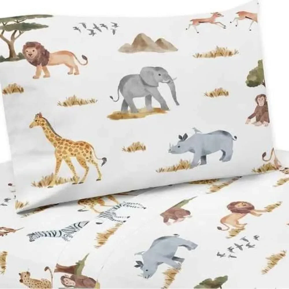 Jojo Sweet Designs Twin Size Jungle Animals Bedding Sheet Set NEW